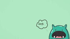 Adorable Green Cartoon Monster brightening up your Laptop Screen. cute laptop wallpaper