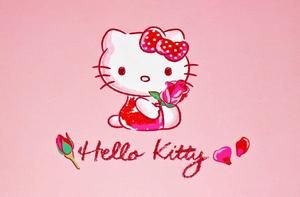 Adorable Hello Kitty walking in a park with glee Wallpaper