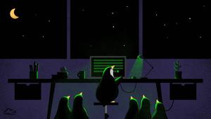 Adorable Linux Penguins On Computer linux wallpaper