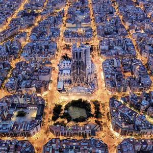 aerial view of barcelona at night barcelona wallpaper