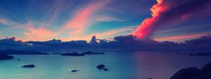 Aerial View of Beautiful Sea with Islands dual monitor wallpaper