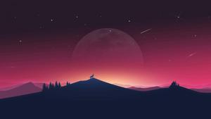 Aesthetic Computer 4k Red Sky Big Moon aesthetic computer 4k wallpaper