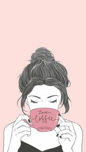 Aesthetic Drawing Girl Drinking Coffee aesthetic drawings wallpaper