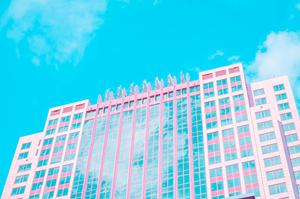 Aesthetic Pink Building with Sparkling Lights aesthetic wallpaper