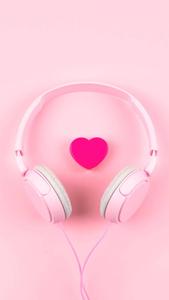 Aesthetic Pink iPhone Heart And Headphones aesthetic pink iphone wallpaper