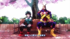 All Might and Deku join forces to fight evil my hero academia wallpaper