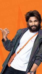 Allu Arjun HD Orange Background allu arjun hd wallpaper