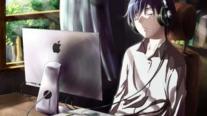 Alone Boy Anime Crying With Headphones Picture alone boy wallpaper