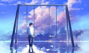 Alone Boy Anime Swinging Picture alone boy wallpaper