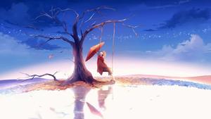 Alone Boy Anime Swinging With Umbrella Picture alone boy wallpaper