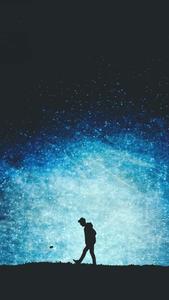 Alone Boy Bright Starry Night Sky Picture alone boy wallpaper