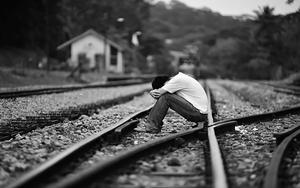 Alone Boy Crying On Train Track Picture alone boy wallpaper