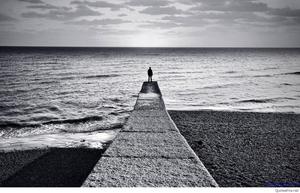 Alone Boy In Grey Scale Shot alone boy wallpaper