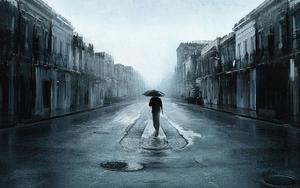 Alone Boy With An Umbrella alone boy wallpaper