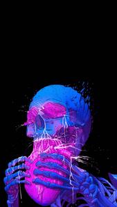 Amoled Neon Trippy Skeleton amoled wallpaper
