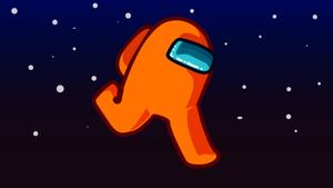 Among Us Orange Space Run Wallpaper