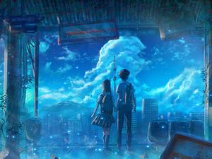 An adorable anime couple embracing in love anime couple wallpaper