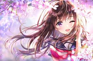 An adorable little girl with pigtails playing outdoors. cute wallpaper