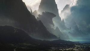An Expansive View of Hawaii as Godzilla Emerges from the Ocean godzilla wallpaper