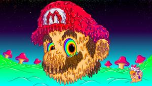 An innovative take on a beloved classic—Super Mario in a trippy, psychedelic style. trippy wallpaper