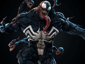 An intense look at the powerful superhero Venom portrayed by Tom Hardy venom wallpaper