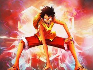 Angry Luffy On Red Background luffy wallpaper