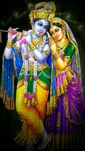 Animated Image of Radha Leaning on Krishna's Shoulder krishna phone wallpaper
