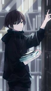 Anime Boy Dark In Library  Wallpaper