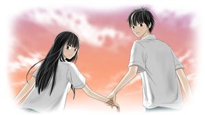 Anime Couple: A moment of love captured from Kimi ni Todoke anime couple wallpaper
