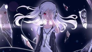 Anime Girl nervously peeks from behind the shadows of her lashes anime girl wallpaper