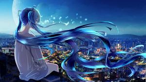 Anime Girl Sad Alone Hatsune Miku City View anime girl sad alone wallpaper