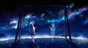 Anime Girl Sad Alone In Swing With Ghost anime girl sad alone wallpaper