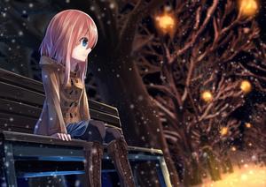 Anime Girl Sad Alone On Park Bench anime girl sad alone wallpaper