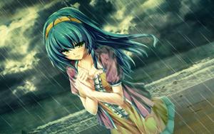Anime Girl Sad Alone Rainy Beach anime girl sad alone wallpaper