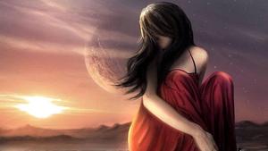 Anime Girl Sad Alone Red Aesthetic Moon anime girl sad alone wallpaper