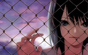 Anime Girl Sad Alone School Fence anime girl sad alone wallpaper