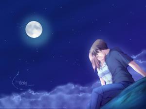 Anime Love Kissing At Night anime love wallpaper