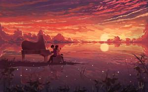 Anime Love Pianist On Sunset anime love wallpaper