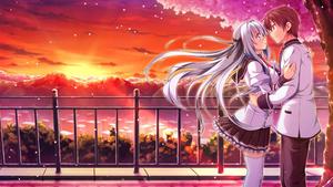 Anime Love Under Cherry Blossom anime love wallpaper