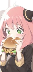 Anya Forger Enjoying a Delicious Burger anya forger wallpaper