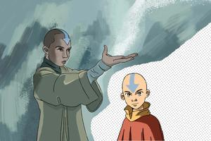 Appa, Aang and Momo fly through the sky avatar the last airbender wallpaper