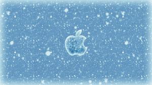 Apple Logo In Snow apple logo wallpaper