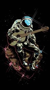 Astronaut Holding Guitar Phone phone wallpaper