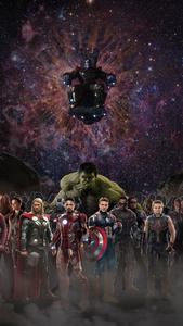 avengers characters standing in front of a galaxy marvel 4k phone wallpaper