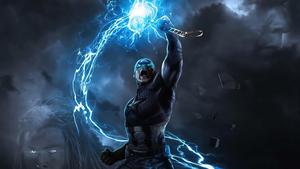 Badass Captain America Wielding Mjölnir Fanart Background captain america wallpaper