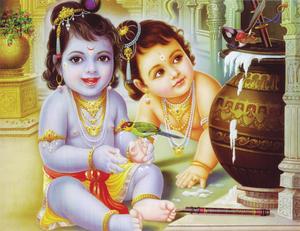 Bal Krishna And Balarama With Birds bal krishna wallpaper