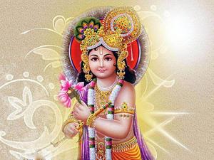 Bal Krishna With Flute And Lotus Flowers bal krishna wallpaper