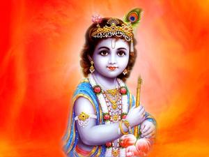Bal Krishna With Vaijayanti And Lotus Flowers bal krishna wallpaper