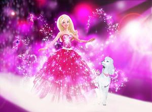 Barbie and her poodle posing together barbie wallpaper