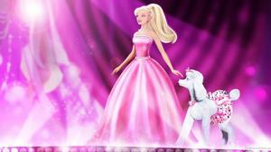 Barbie, the epitome of creativity, with her trusty pup in the spotlight. barbie wallpaper